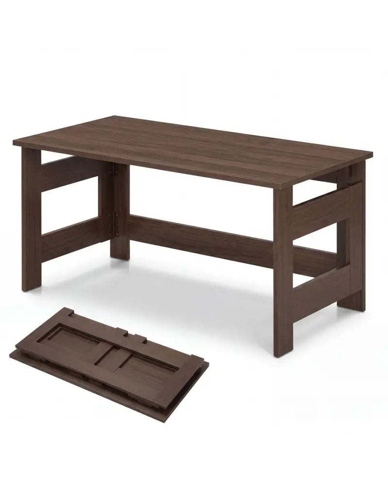 Portable Low Floor Table with Foldable Legs for Living Room-Brown - Brown - Coffee Tables