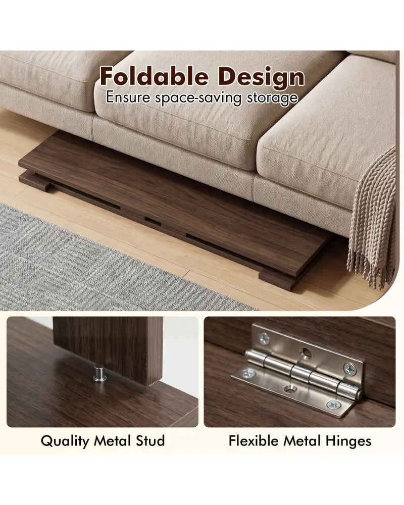 Portable Low Floor Table with Foldable Legs for Living Room-Brown - Brown - Coffee Tables