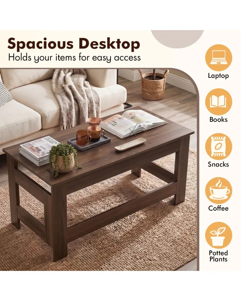 Portable Low Floor Table with Foldable Legs for Living Room-Brown - Brown - Coffee Tables