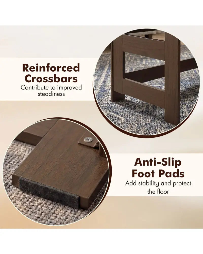 Portable Low Floor Table with Foldable Legs for Living Room-Brown - Brown - Coffee Tables