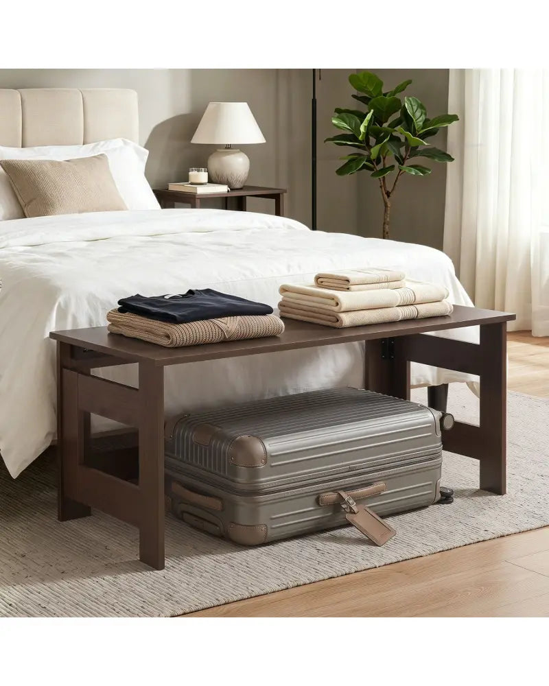 Portable Low Floor Table with Foldable Legs for Living Room-Brown - Brown - Coffee Tables