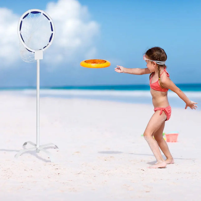 Portable Metal Flying Disc Stand with Storage Bag - White - Toy Sports
