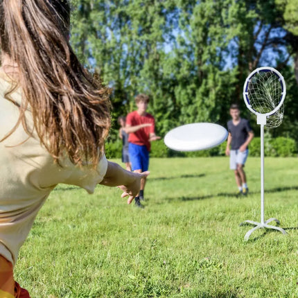 Portable Metal Flying Disc Stand with Storage Bag - White - Toy Sports