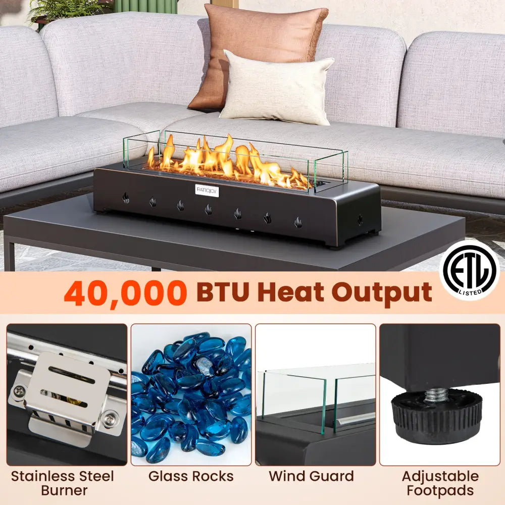 Portable Mini Fireplace with Wind Guard and Stainless Steel Burner - Fire Pits