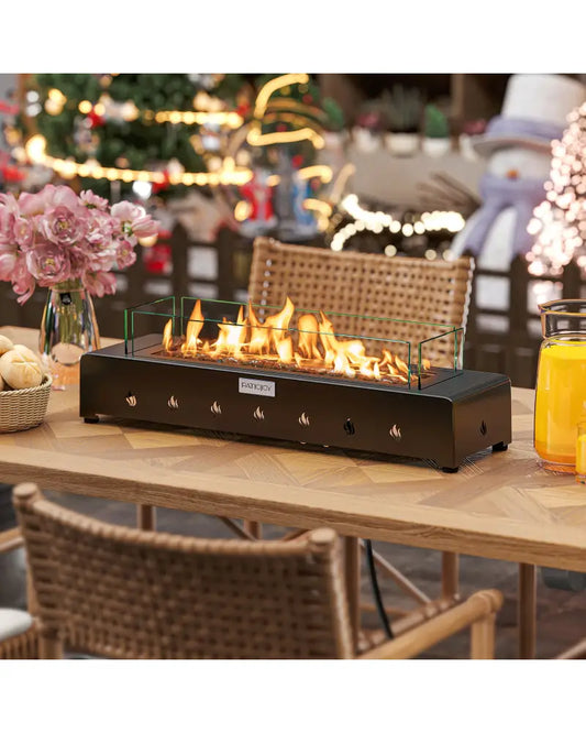 Portable Mini Fireplace with Wind Guard and Stainless Steel Burner - Fire Pits