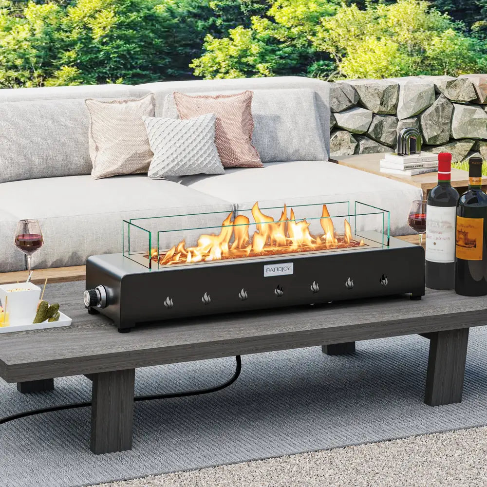 Portable Mini Fireplace with Wind Guard and Stainless Steel Burner - Fire Pits
