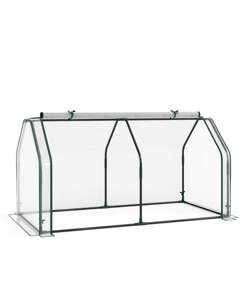 Portable Mini Greenhouse Small Garden Greenhouse with PE Cover and Zippered Roll-up Door for Vegetables-White - White