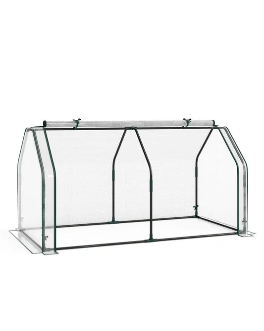 Portable Mini Greenhouse Small Garden Greenhouse with PE Cover and Zippered Roll-up Door for Vegetables-White - White