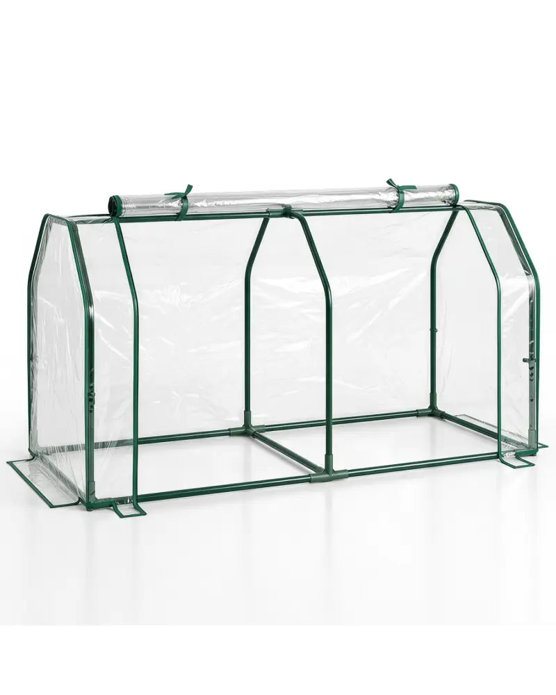 Portable Mini Greenhouse Small Garden Greenhouse with PE Cover and Zippered Roll-up Door for Vegetables-Transparent