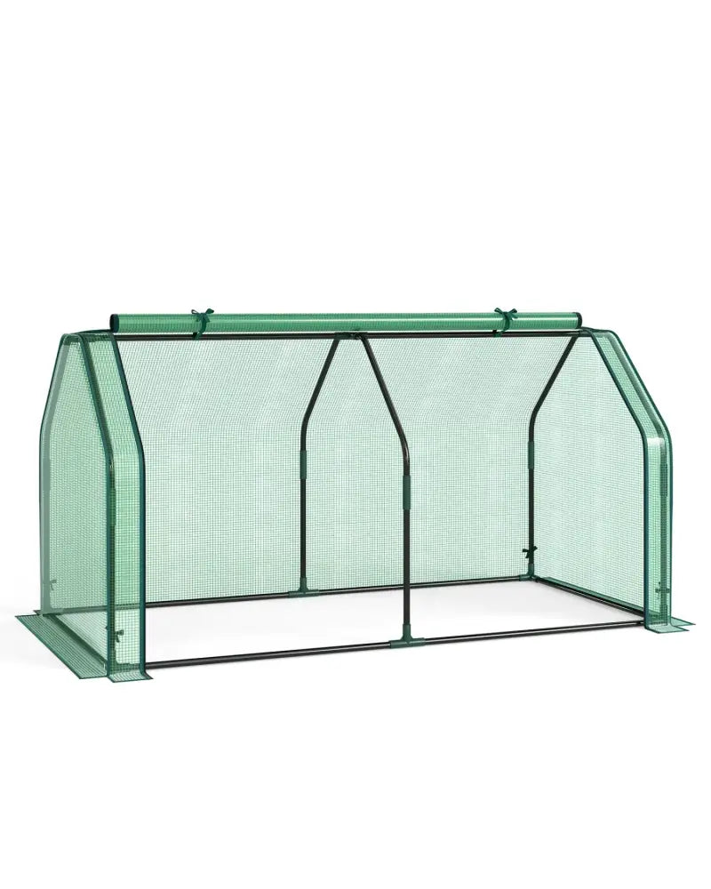 Portable Mini Greenhouse Small Garden Greenhouse with PE Cover and Zippered Roll-up Door for Vegetables-Green - Green