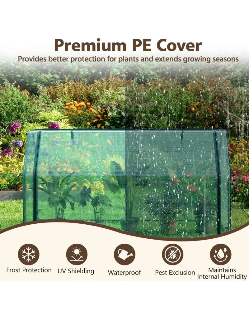 Portable Mini Greenhouse Small Garden Greenhouse with PE Cover and Zippered Roll-up Door for Vegetables-Green - Green