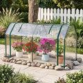 Portable Mini Greenhouse with PE Cover and Zippered Door for Vegetables-Green - Transparent - Greenhouses