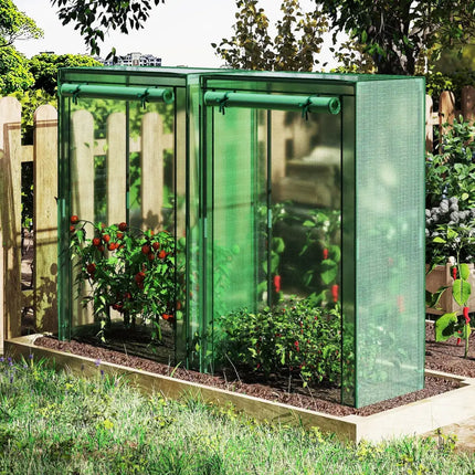 Portable Mini Greenhouse with Roll-Up Zippered Door-Green - Green - Greenhouses