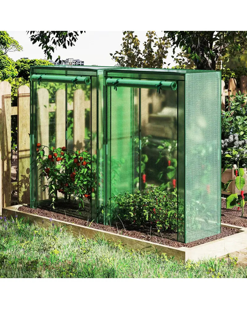 Portable Mini Greenhouse with Roll-Up Zippered Door-Green - Green - Greenhouses