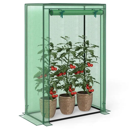 Portable Mini Greenhouse with Roll-Up Zippered Door-Green - Green - Greenhouses