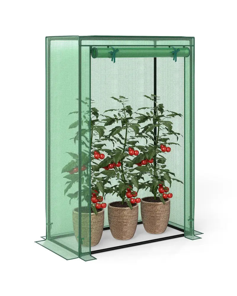 Portable Mini Greenhouse with Roll-Up Zippered Door-Green - Green - Greenhouses