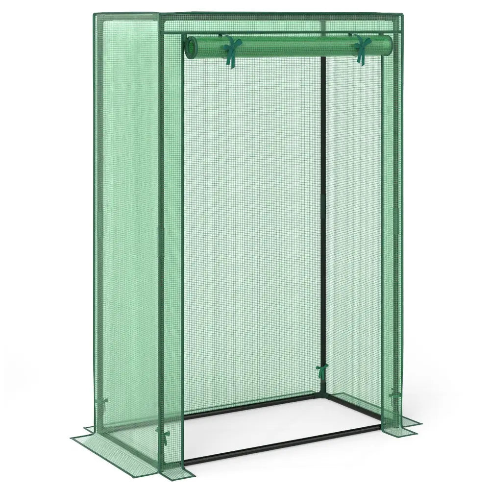 Portable Mini Greenhouse with Roll-Up Zippered Door-Green - Green - Greenhouses