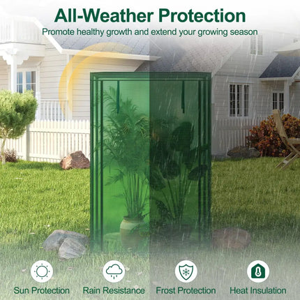 Portable Mini Greenhouse with Roll-Up Zippered Door-Green - Green - Greenhouses