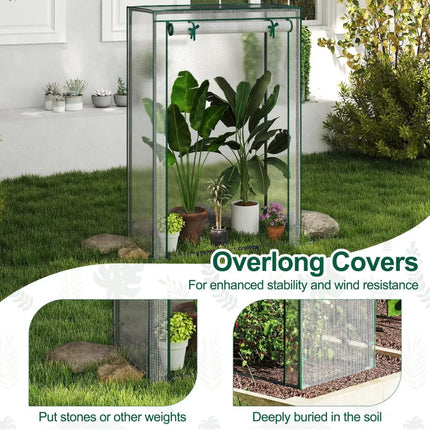 Portable Mini Greenhouse with Roll-Up Zippered Door-White - White - Greenhouses