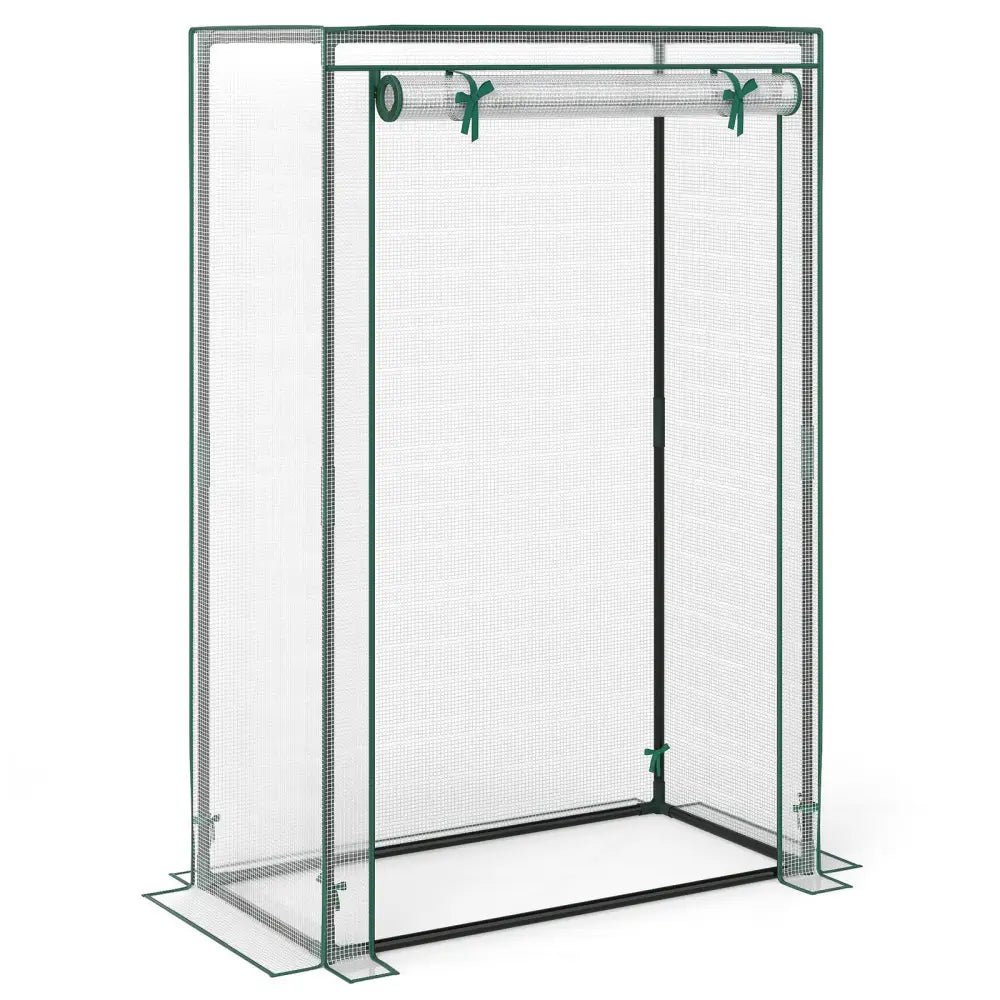 Portable Mini Greenhouse with Roll-Up Zippered Door-White - White - Greenhouses