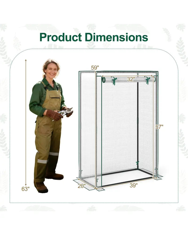 Portable Mini Greenhouse with Roll-Up Zippered Door-White - White - Greenhouses