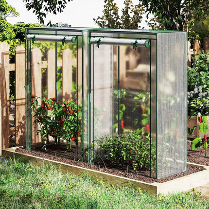 Portable Mini Greenhouse with Roll-Up Zippered Door-White - White - Greenhouses