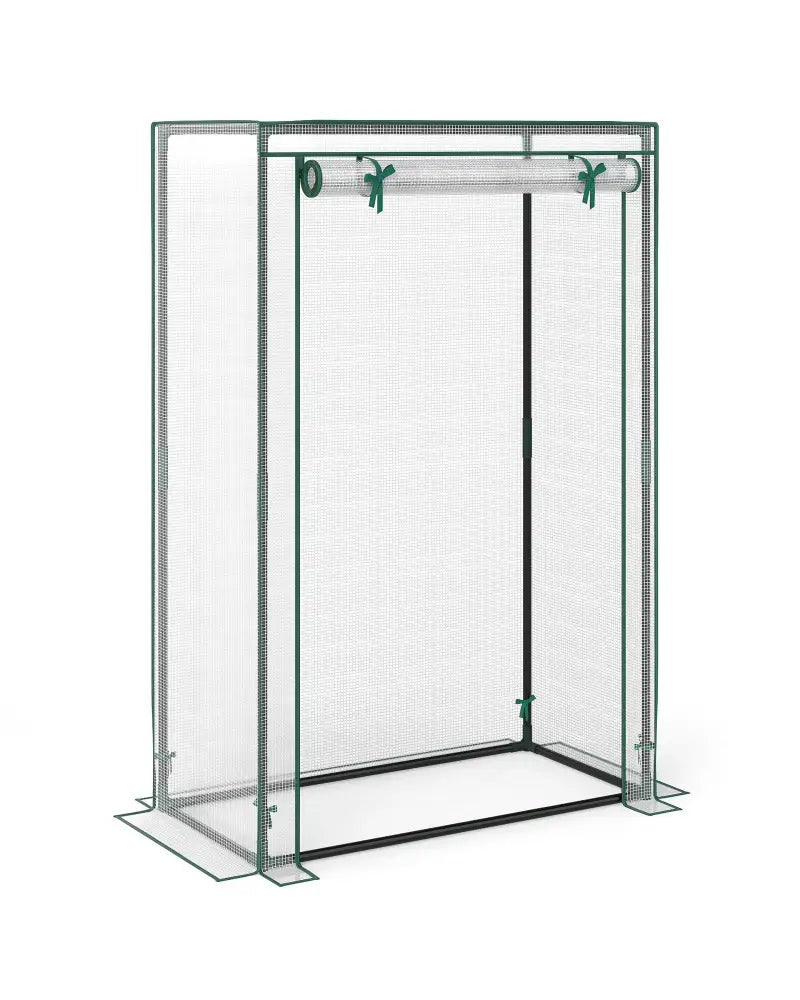 Portable Mini Greenhouse with Roll-Up Zippered Door-White - White - Greenhouses