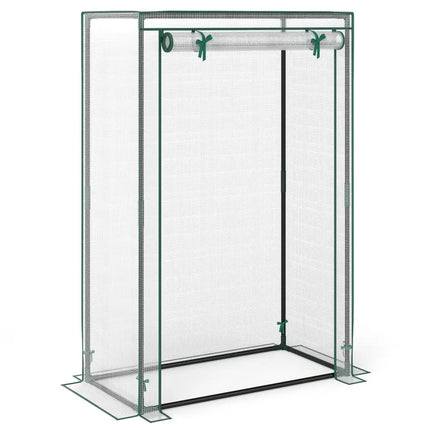 Portable Mini Greenhouse with Roll-Up Zippered Door-White - White - Greenhouses