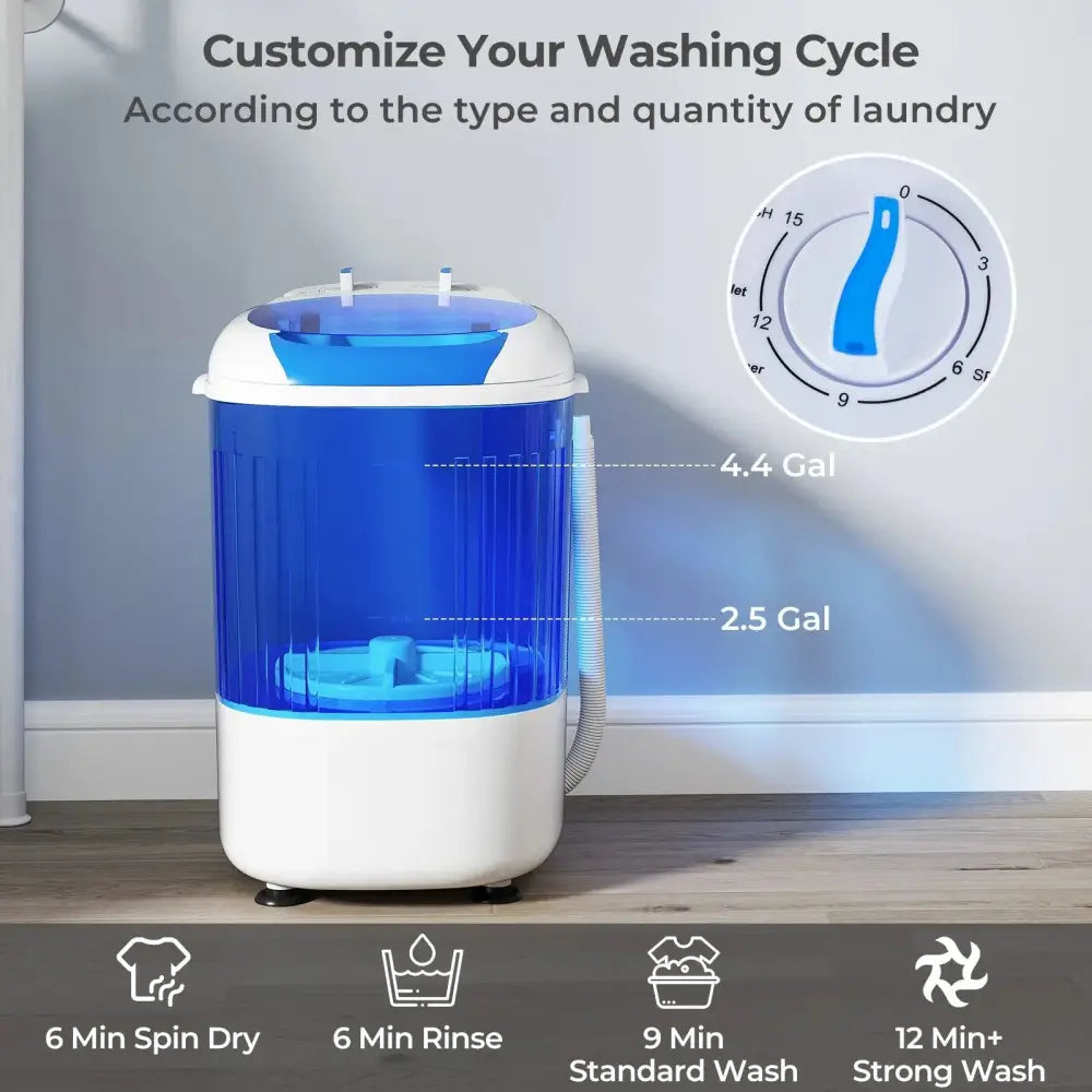 Portable Mini Semi-automatic Washing Machine with Spin Tub and Drain Hose 2.5 kg Capacity-Blue Costway