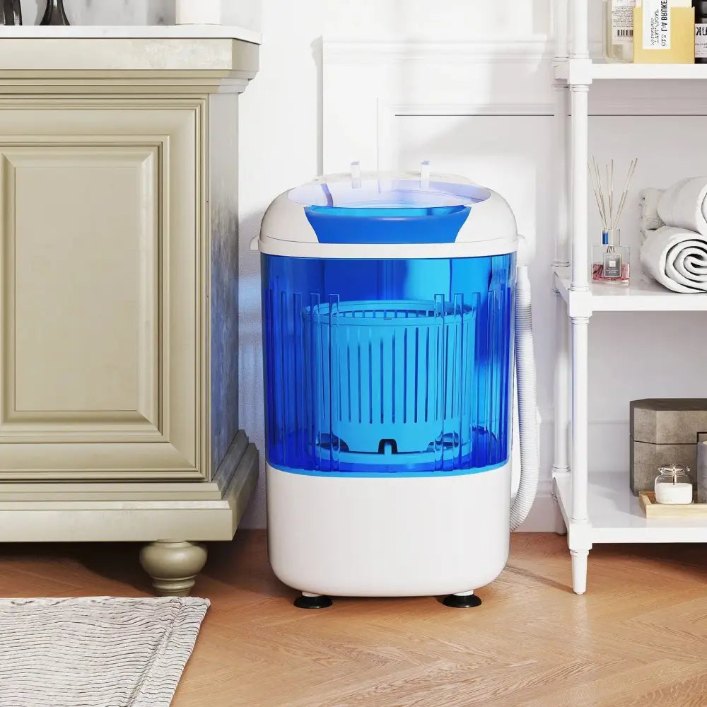 Portable Mini Semi-automatic Washing Machine with Spin Tub and Drain Hose 2.5 kg Capacity-Blue Costway