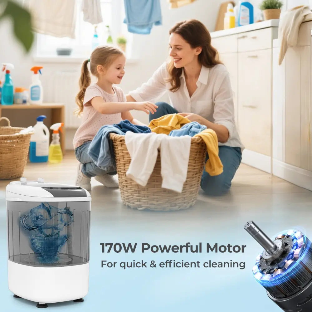 Portable Mini Semi-automatic Washing Machine with Spin Tub and Drain Hose 2.5 kg Capacity-Gray - Gray - Washing Machines