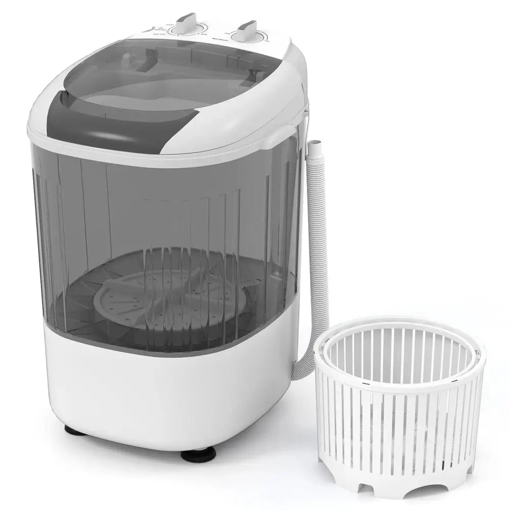 Portable Mini Semi-automatic Washing Machine with Spin Tub and Drain Hose 2.5 kg Capacity-Gray Costway