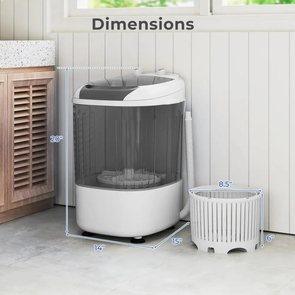 Portable Mini Semi-automatic Washing Machine with Spin Tub and Drain Hose 2.5 kg Capacity-Gray Costway