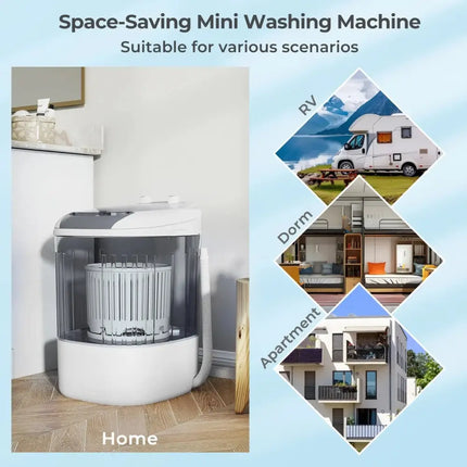 Portable Mini Semi-automatic Washing Machine with Spin Tub and Drain Hose 2.5 kg Capacity-Gray Costway