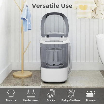 Portable Mini Semi-automatic Washing Machine with Spin Tub and Drain Hose 2.5 kg Capacity-Gray Costway