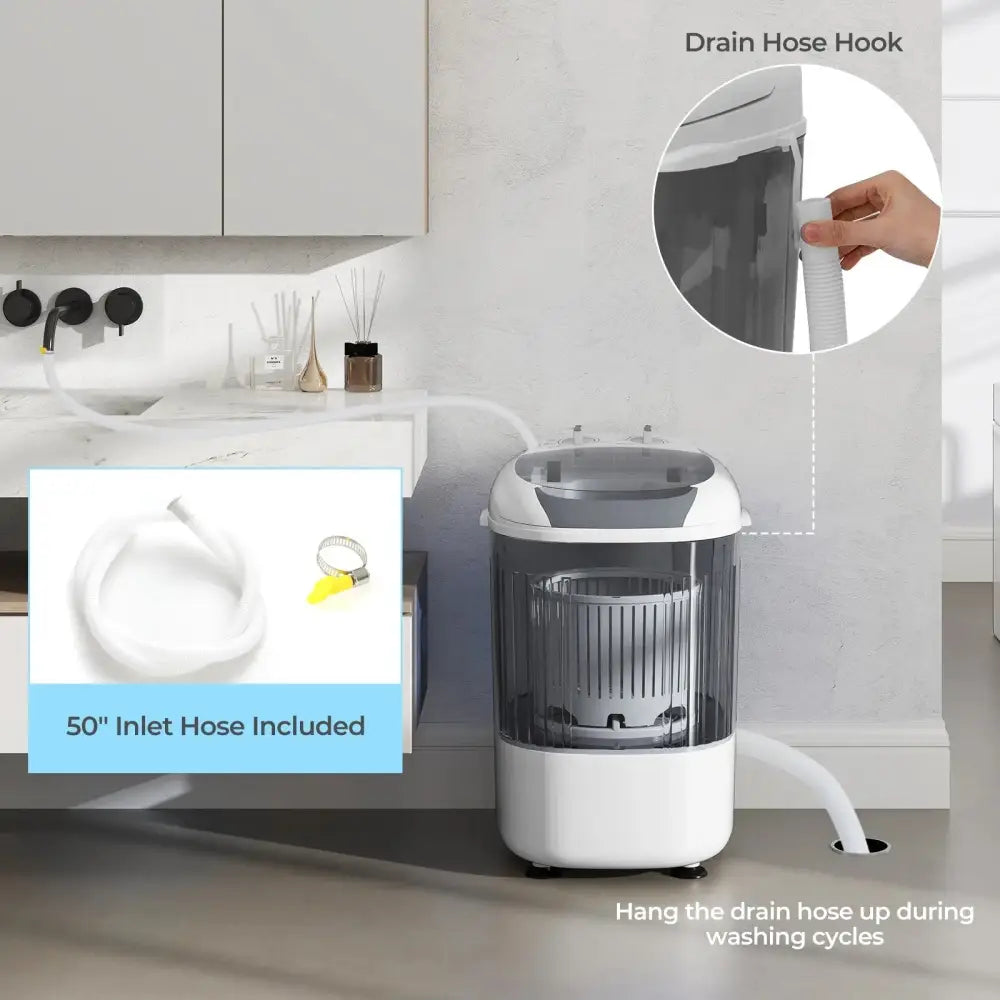 Portable Mini Semi-automatic Washing Machine with Spin Tub and Drain Hose 2.5 kg Capacity-Gray Costway