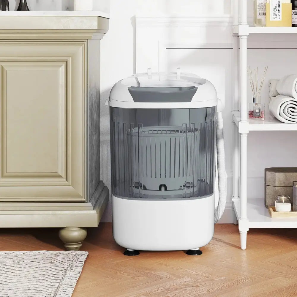 Portable Mini Semi-automatic Washing Machine with Spin Tub and Drain Hose 2.5 kg Capacity-Gray Costway