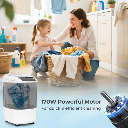Portable Mini Semi-automatic Washing Machine with Spin Tub and Drain Hose 2.5 kg Capacity-Gray Costway
