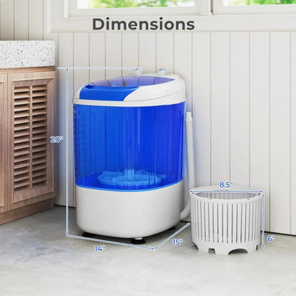 Portable Mini Semi-automatic Washing Machine with Spin Tub and Drain Hose 2.5 kg Capacity-Blue Costway