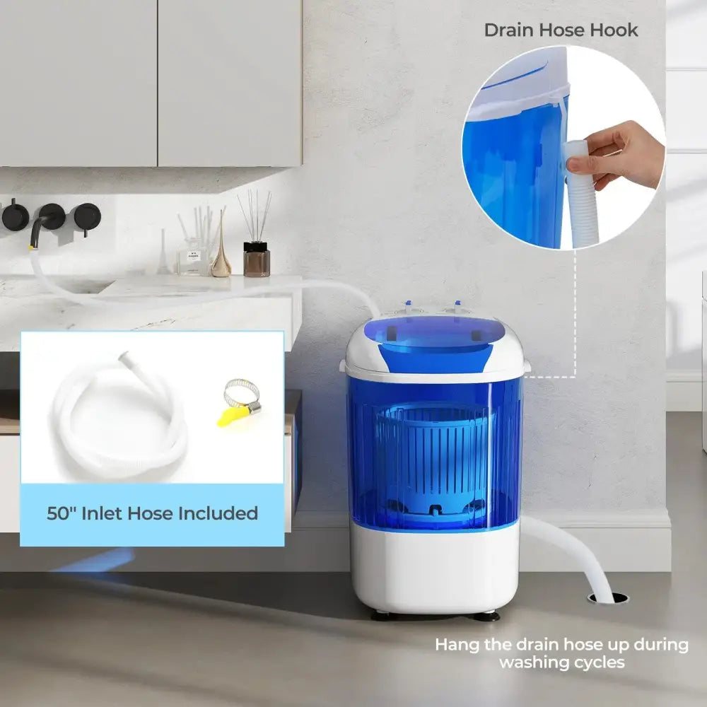 Portable Mini Semi-automatic Washing Machine with Spin Tub and Drain Hose 2.5 kg Capacity-Blue Costway