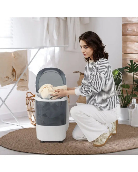 Portable Mini Washing Machine Semi-Automatic Washer and Spinner Combo with Single Tub-Gray - Gray - Washing Machines