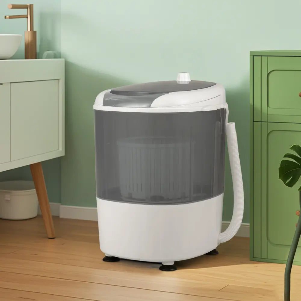 Portable Mini Washing Machine Semi-Automatic Washer and Spinner Combo with Single Tub-Gray - Gray - Washing Machines