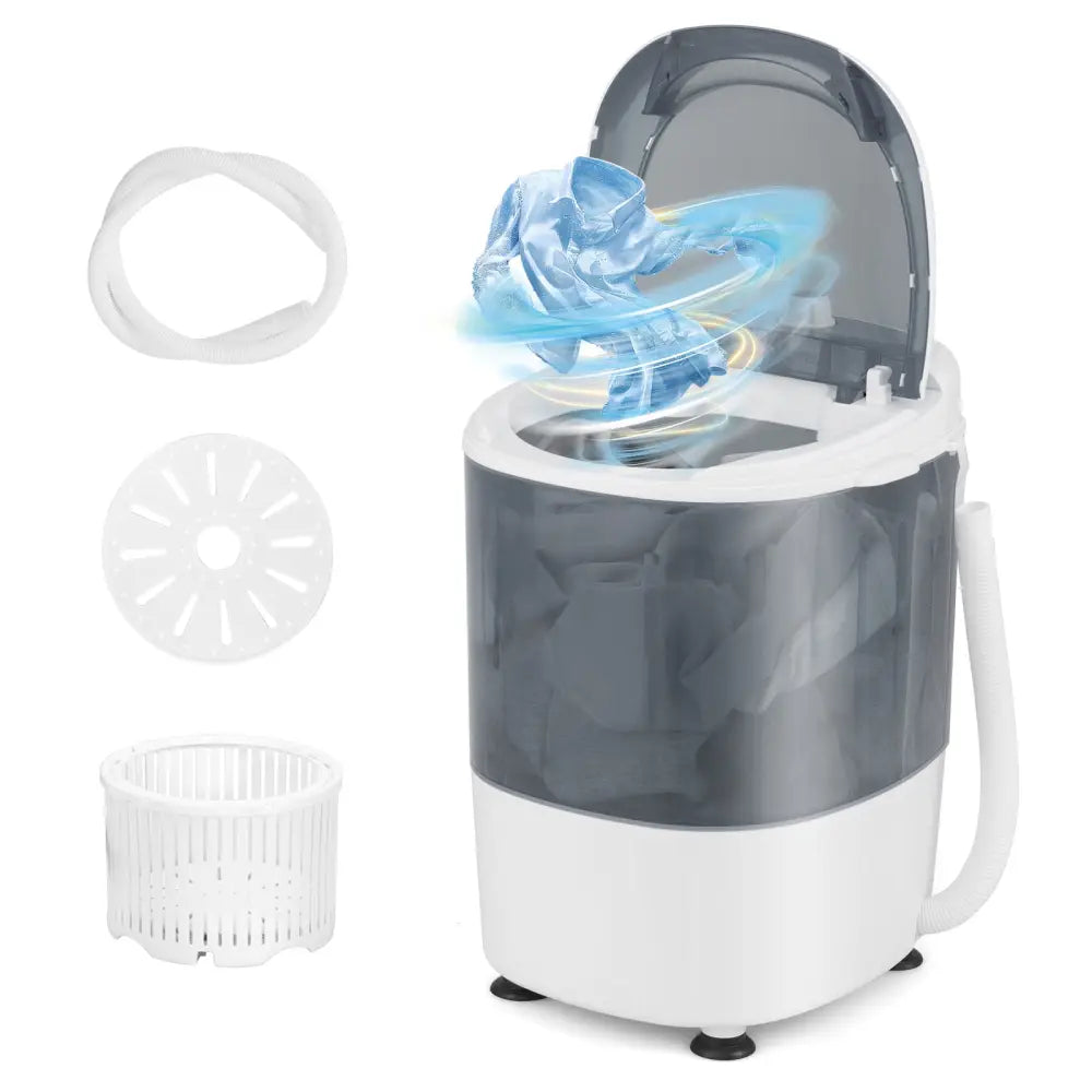 Portable Mini Washing Machine Semi-Automatic Washer and Spinner Combo with Single Tub-Gray - Gray - Washing Machines