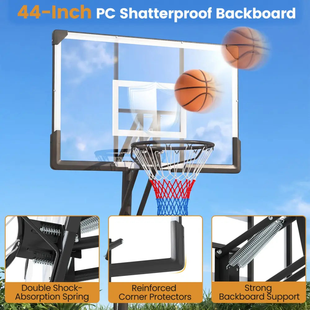 Portable Outdoor Basketball Hoop 8-10 FT Height Adjustable Basketball Goal System - Sport Equipments
