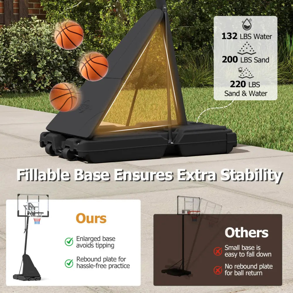 Portable Outdoor Basketball Hoop 8-10 FT Height Adjustable Basketball Goal System - Sport Equipments