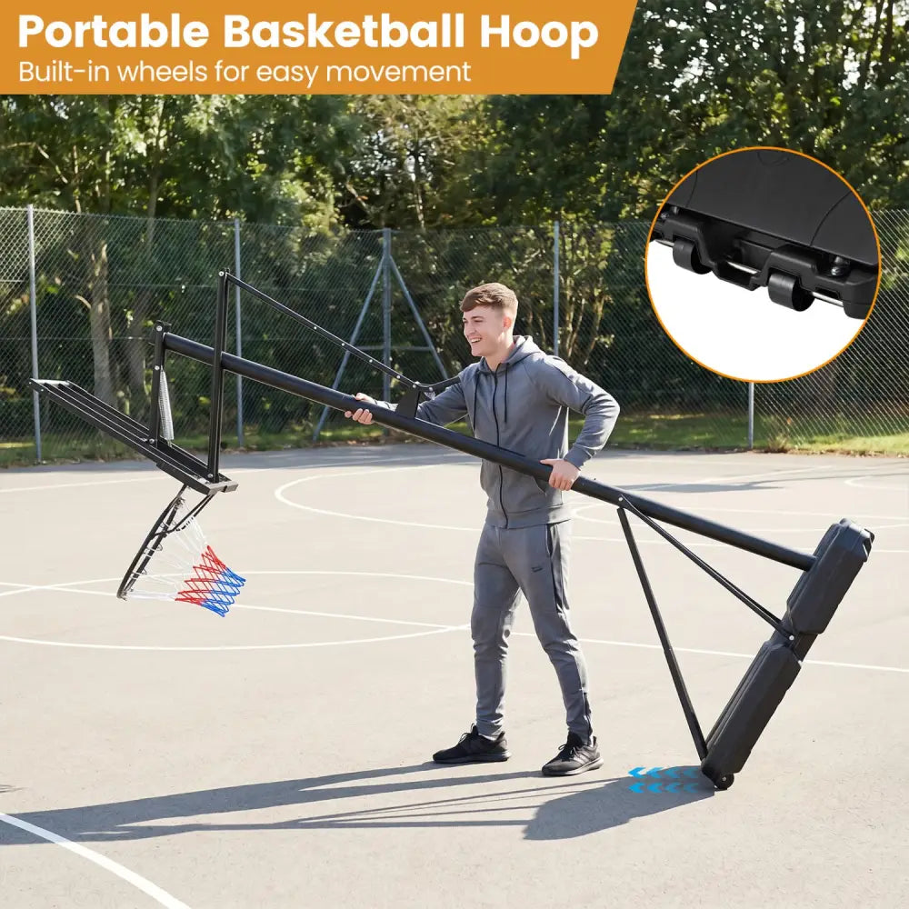Portable Outdoor Basketball Hoop 8-10 FT Height Adjustable Basketball Goal System - Sport Equipments