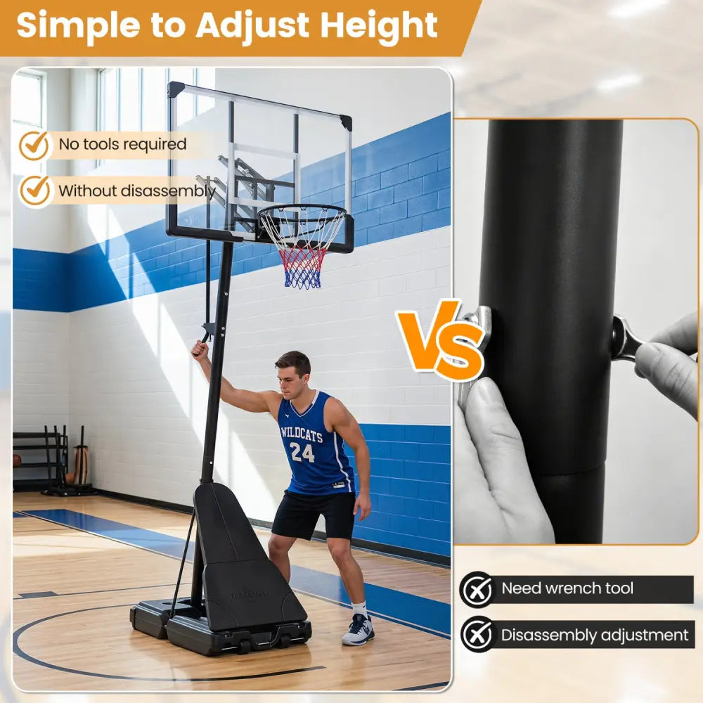 Portable Outdoor Basketball Hoop 8-10 FT Height Adjustable Basketball Goal System - Sport Equipments
