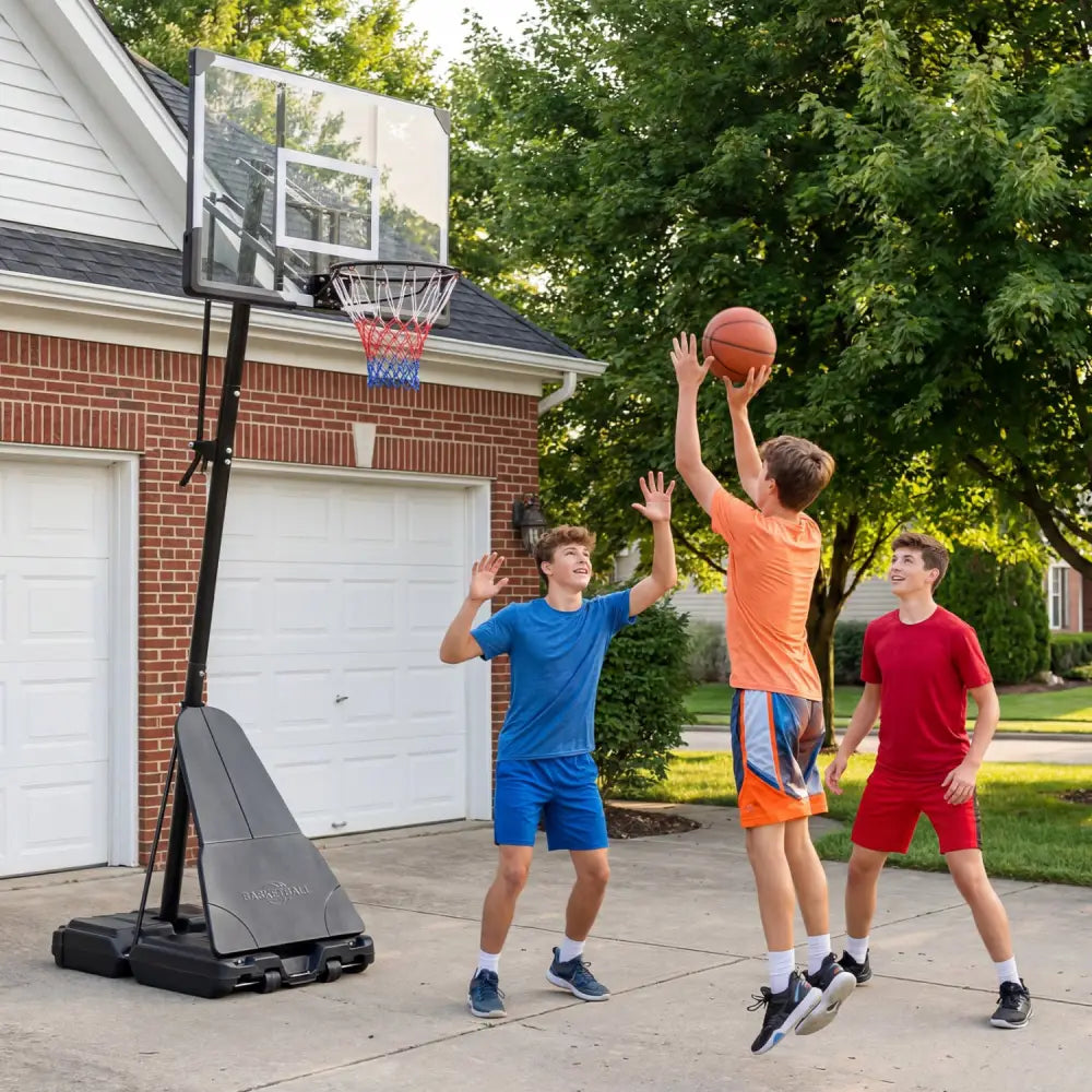 Portable Outdoor Basketball Hoop 8-10 FT Height Adjustable Basketball Goal System - Sport Equipments