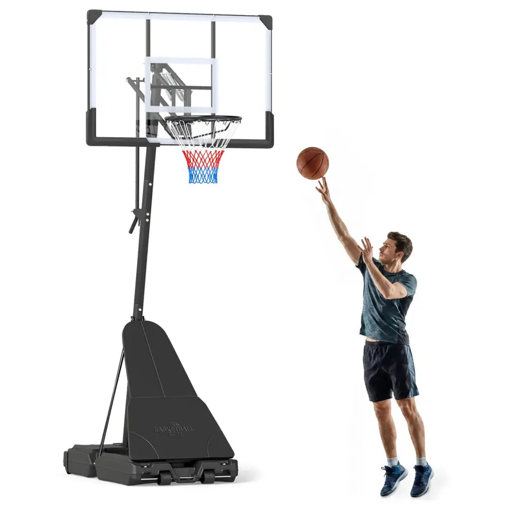 Portable Outdoor Basketball Hoop 8-10 FT Height Adjustable Basketball Goal System - Sport Equipments