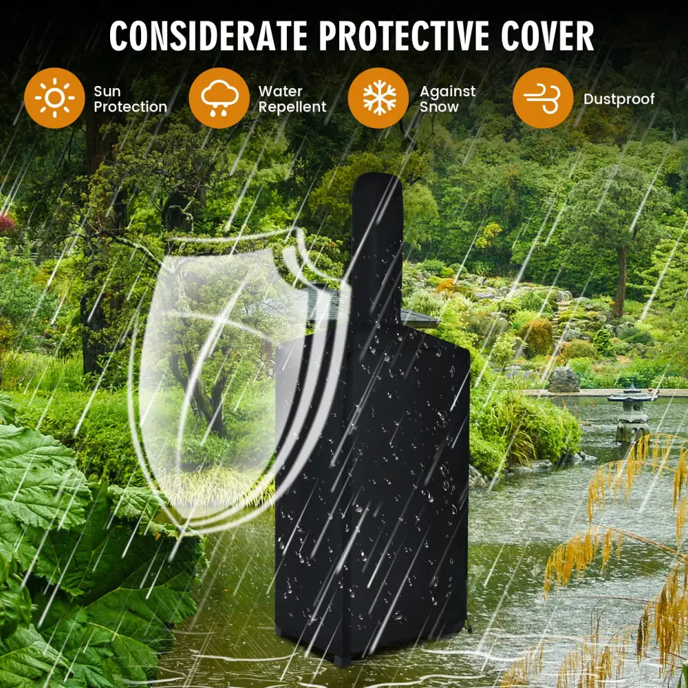 Portable Outdoor Pizza Oven with Pizza Stone and Waterproof Cover - Black - Outdoor Grills